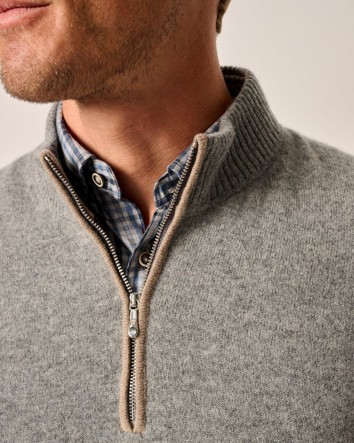 Johnnie-O Mayfair Cashmere Quarter Zip Sweater: Charcoal