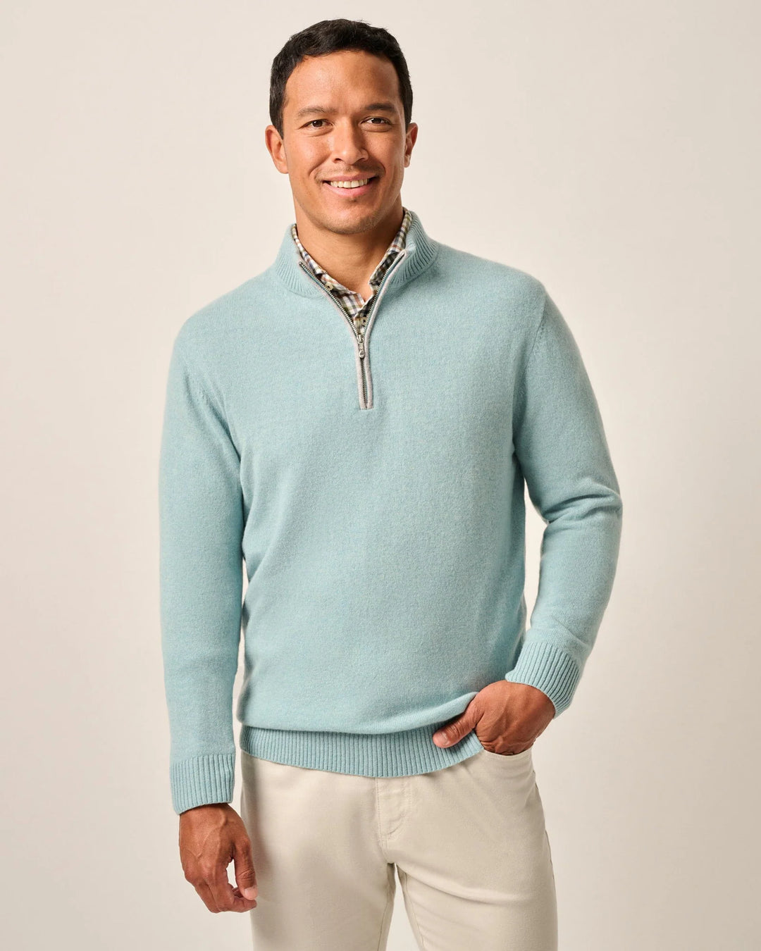 Johnnie-O Mayfair Cashmere Quarter Zip Sweater: Riviera