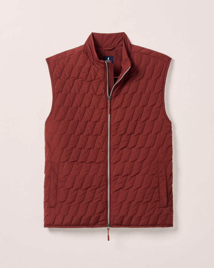 Johnnie-O Belfry Quilted Puffer Vest: Dark Maroon