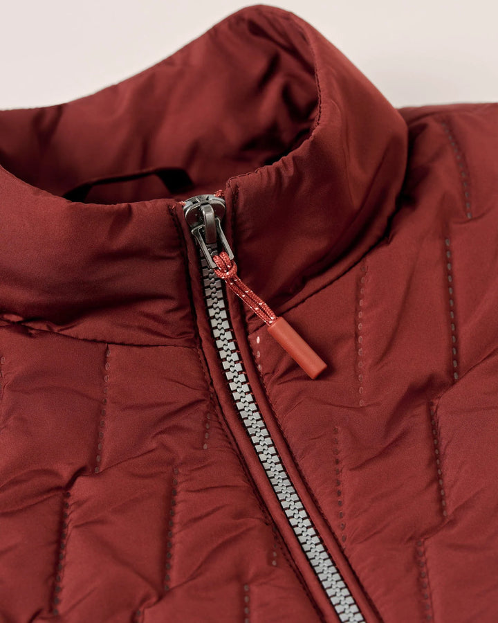 Johnnie-O Belfry Quilted Puffer Vest: Dark Maroon