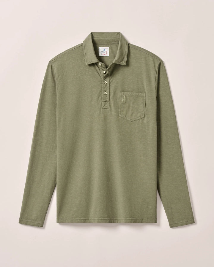 Johnnie-O Long Sleeve Original 4-Button Coastal Wash Polo: Agave Green
