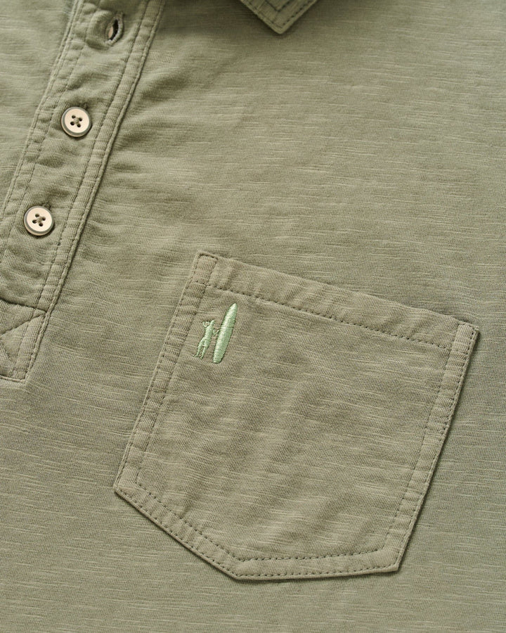 Johnnie-O Long Sleeve Original 4-Button Coastal Wash Polo: Agave Green