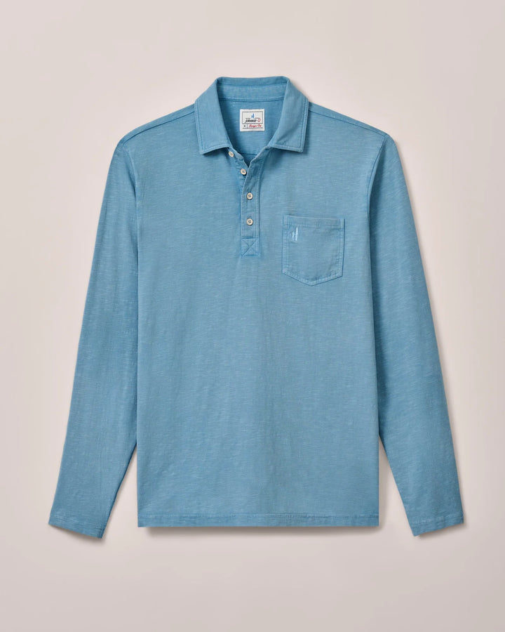 Johnnie-O Long Sleeve Original 4-Button Coastal Wash Polo: Maliblu