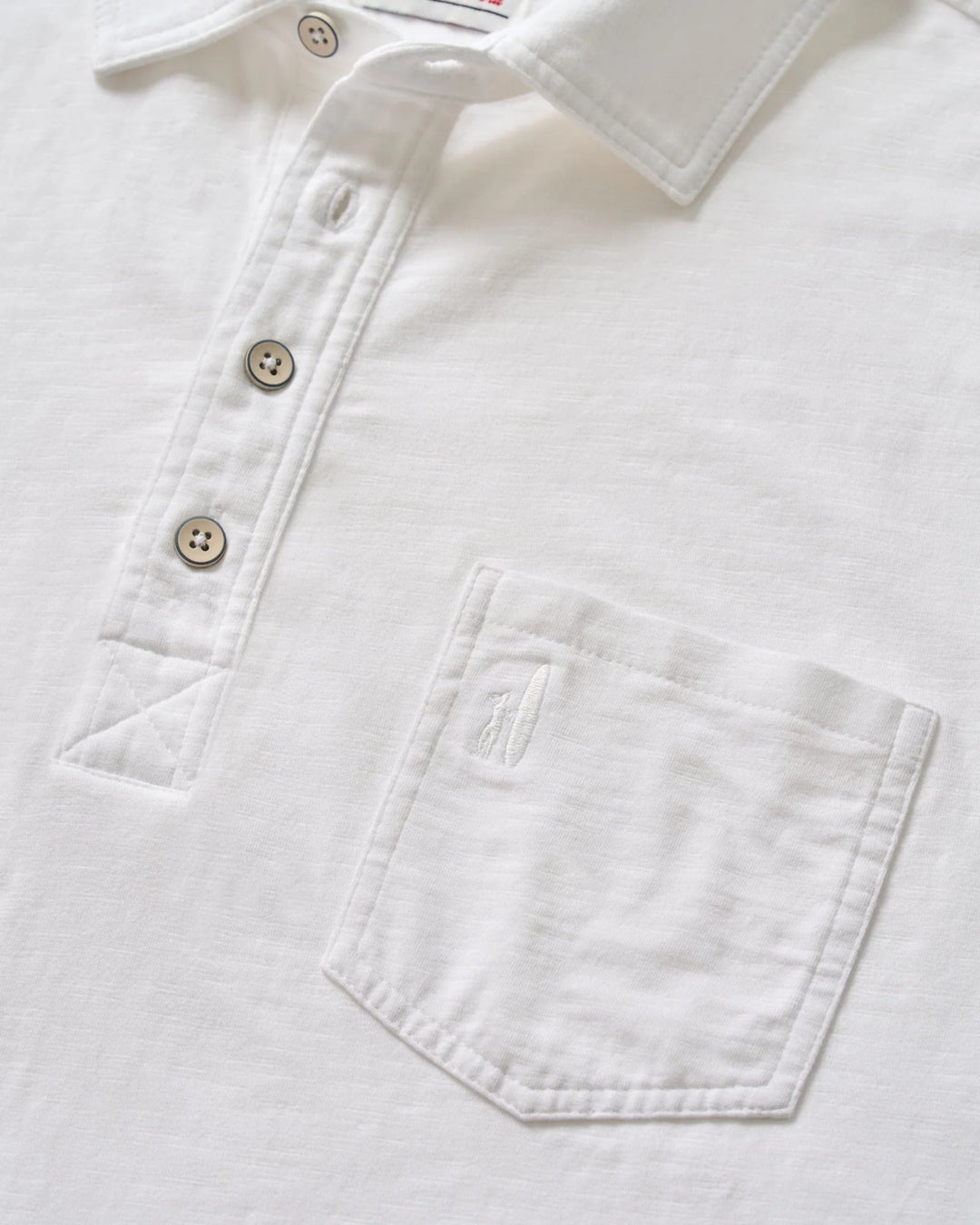Johnnie-O Long Sleeve Original 4-Button Coastal Wash Polo: White