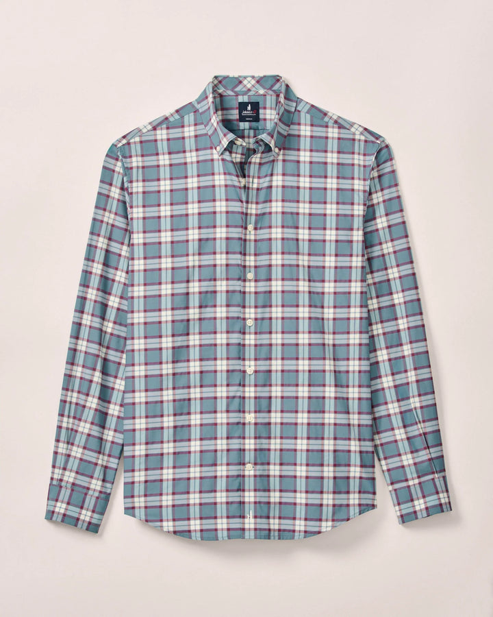 Johnnie-O Feldy Performance Button Down Shirt: Laguna Blue
