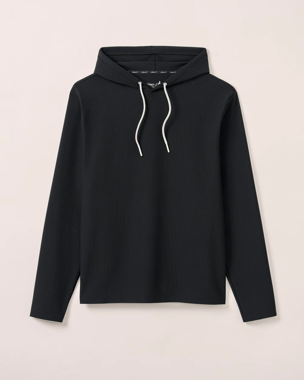 Johnnie-O Hoppin Ribbed Knit Performance Hoodie: Black
