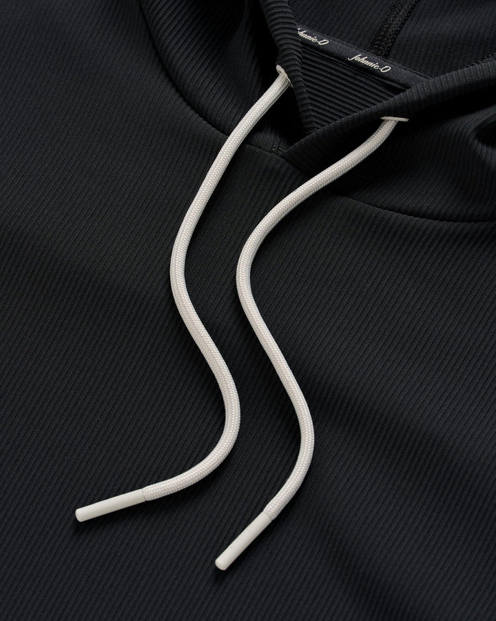 Johnnie-O Hoppin Ribbed Knit Performance Hoodie: Black