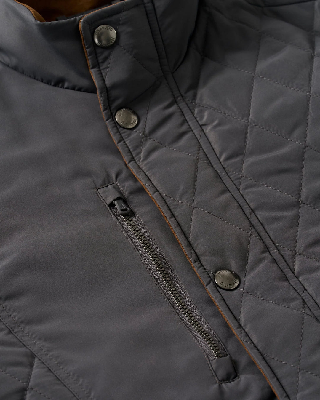 Johnnie-O Juno Quilted Snap Jacket: Dark Gray