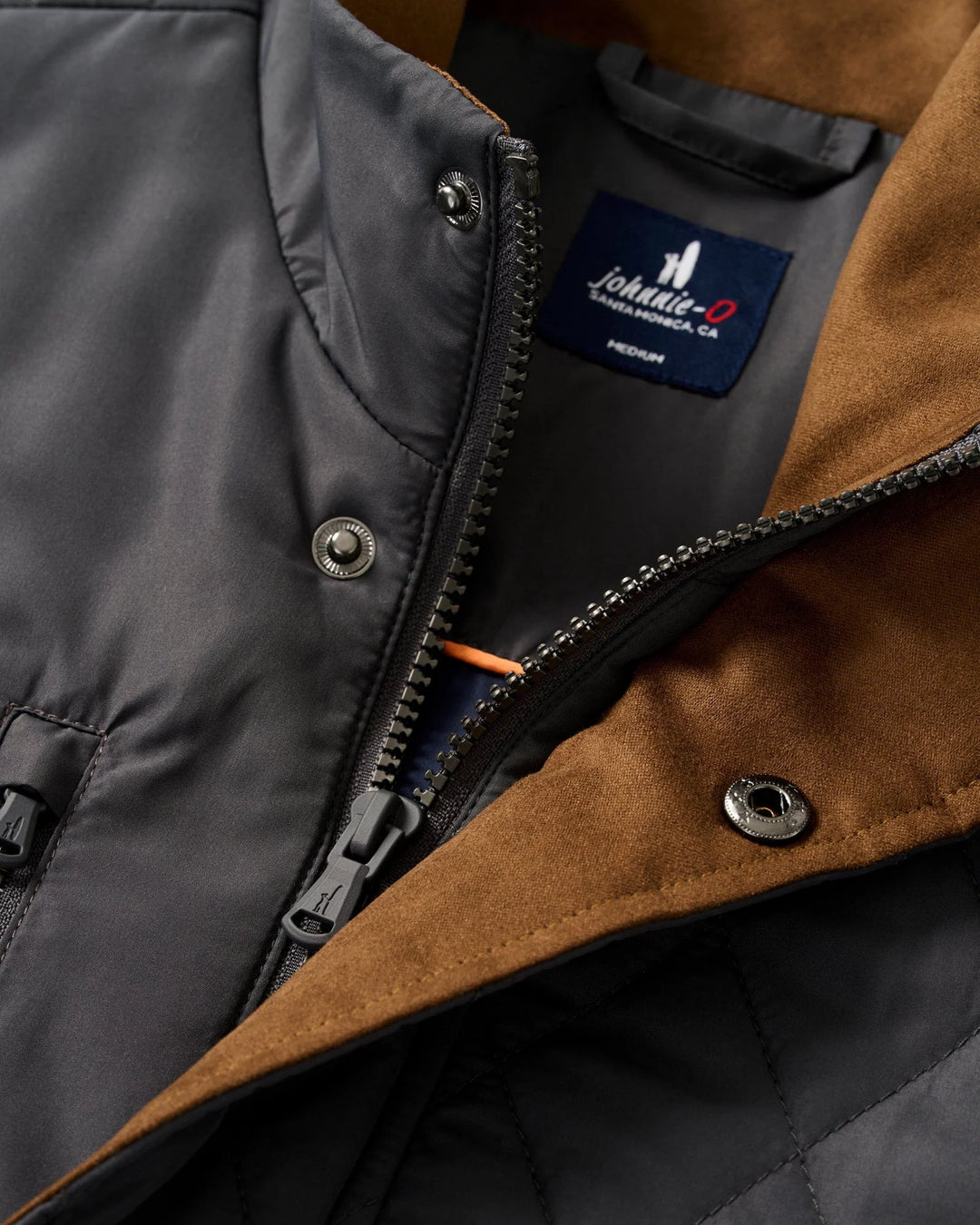 Johnnie-O Juno Quilted Snap Jacket: Dark Gray