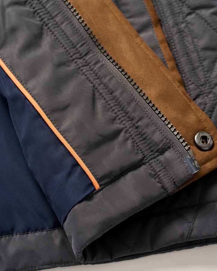 Johnnie-O Juno Quilted Snap Jacket: Dark Gray