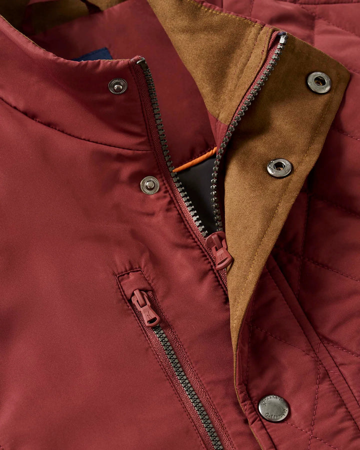 Johnnie-O Juno Quilted Snap Jacket: Dark Maroon