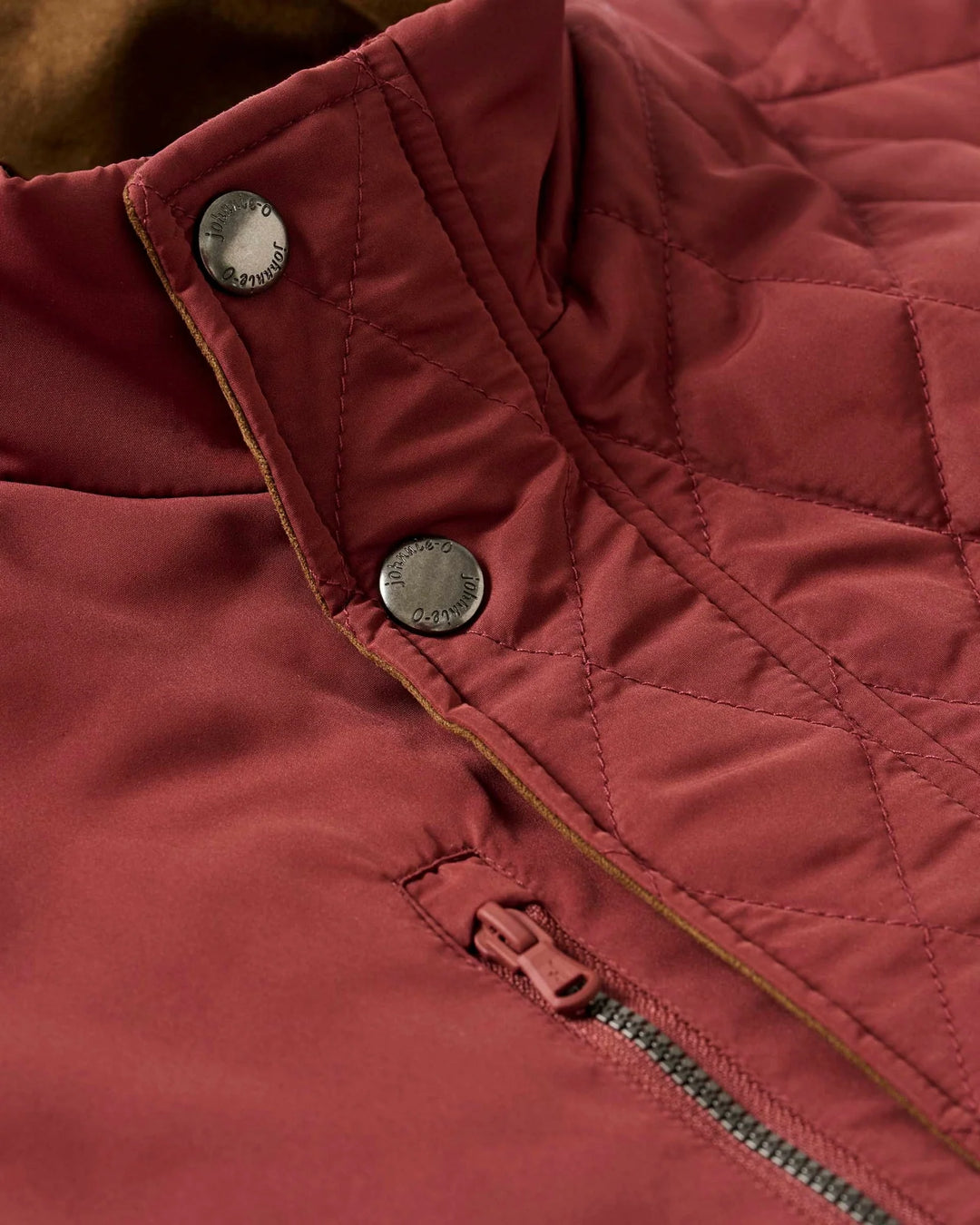 Johnnie-O Juno Quilted Snap Jacket: Dark Maroon