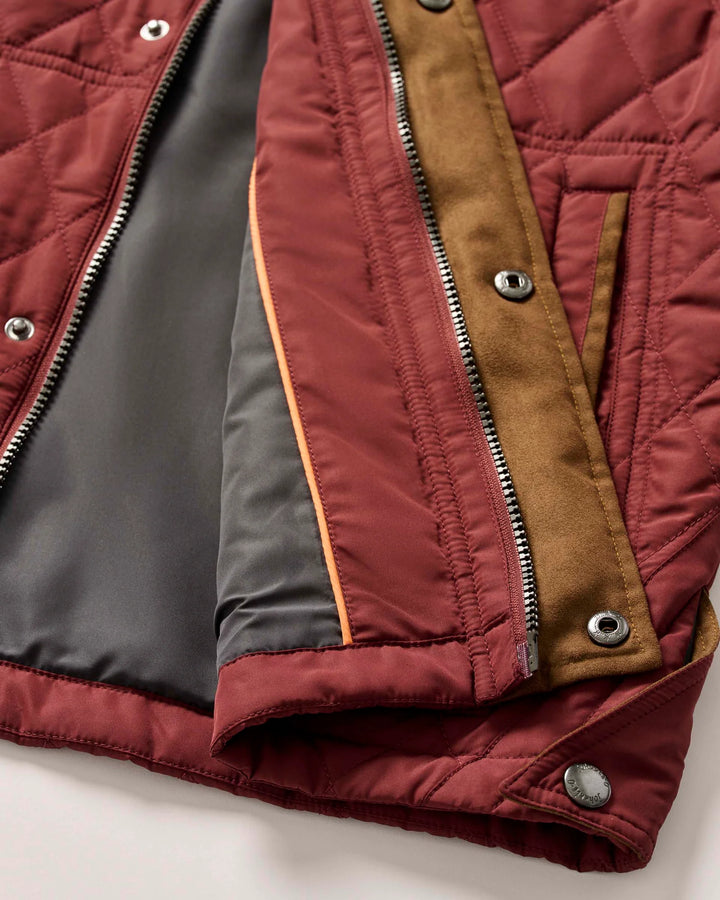Johnnie-O Juno Quilted Snap Jacket: Dark Maroon