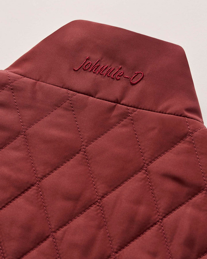 Johnnie-O Juno Quilted Snap Jacket: Dark Maroon