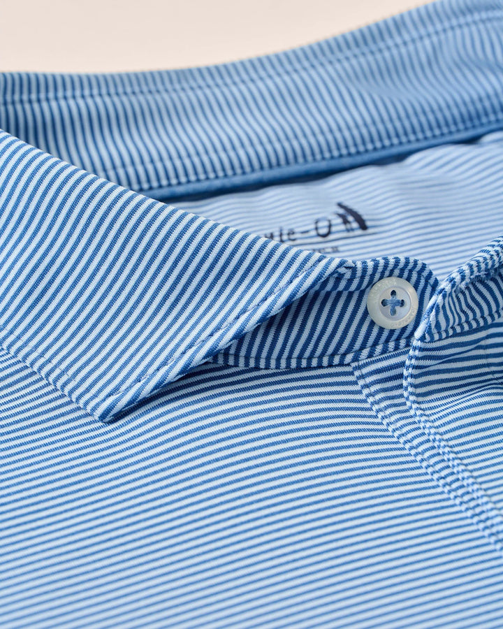 Johnnie-O Performance Jersey Polo - Lyndonn Stripe: Kona Lake