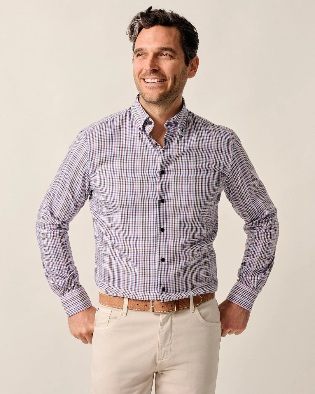Johnnie-O Adelson Performance Button Down Shirt: Coffee