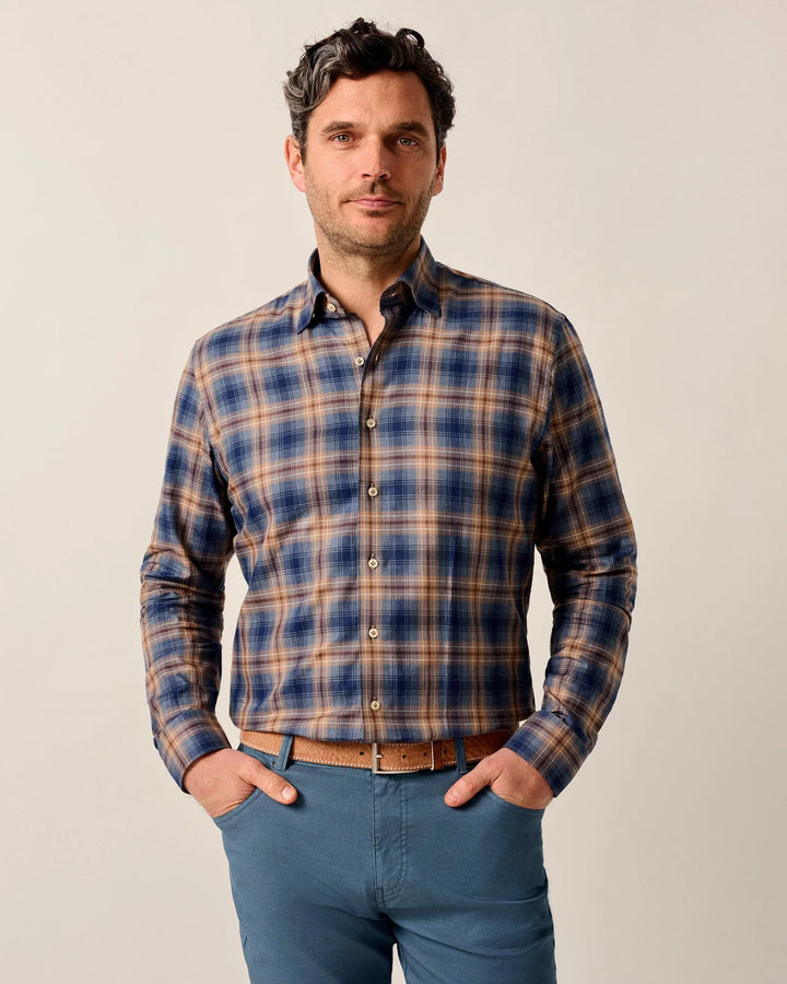 Johnnie-O Angelos Long Sleeve Sport Shirt: Hazelnut