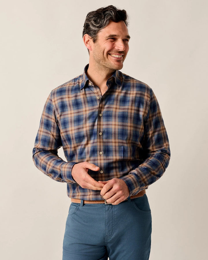 Johnnie-O Angelos Long Sleeve Sport Shirt: Hazelnut