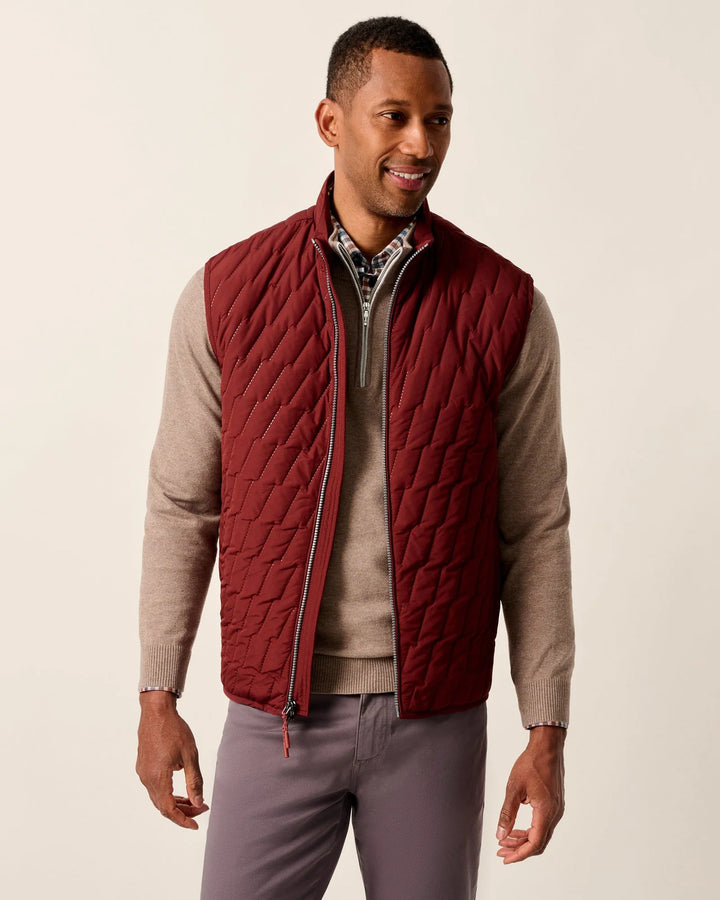 Johnnie-O Belfry Quilted Puffer Vest: Dark Maroon