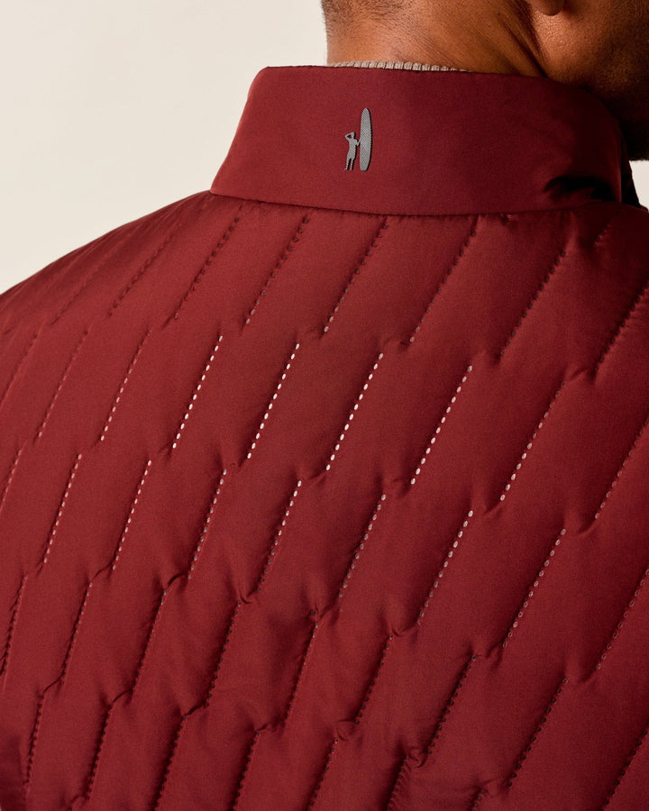 Johnnie-O Belfry Quilted Puffer Vest: Dark Maroon
