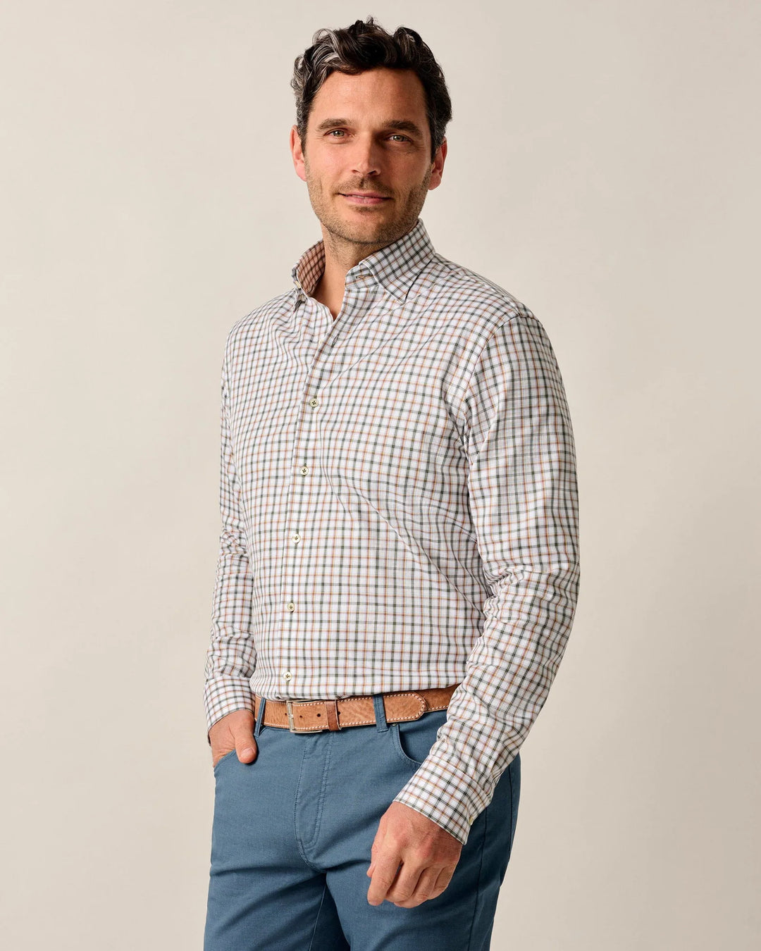 Johnnie-O Chiles Long Sleeve Sport Shirt: Forest