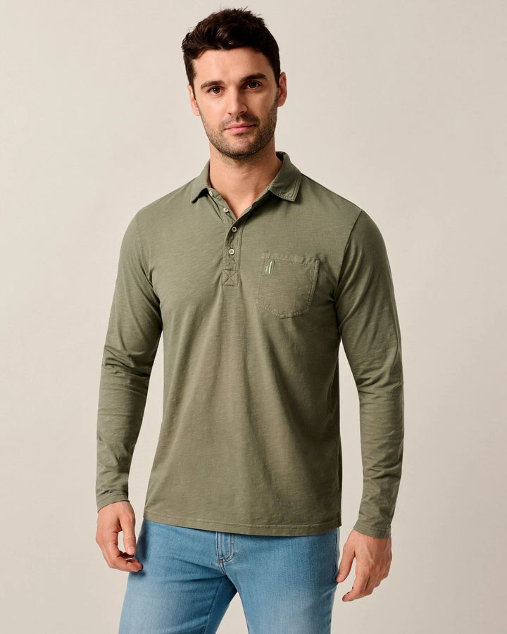 Johnnie-O Long Sleeve Original 4-Button Coastal Wash Polo: Agave Green