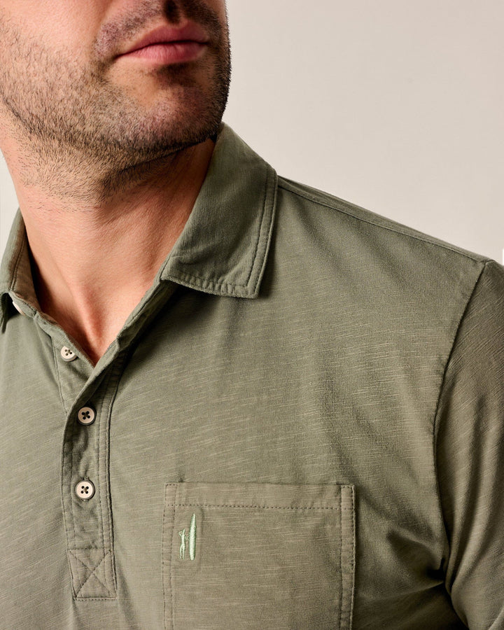 Johnnie-O Long Sleeve Original 4-Button Coastal Wash Polo: Agave Green