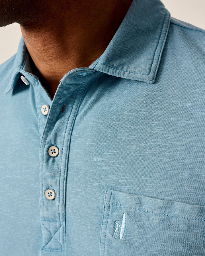 Johnnie-O Long Sleeve Original 4-Button Coastal Wash Polo: Maliblu