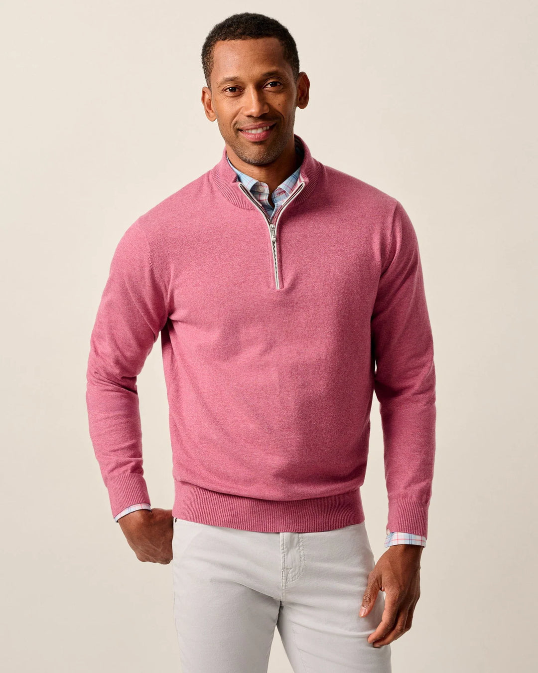 Johnnie-O Desmond 1/4 Zip Pullover: Berry