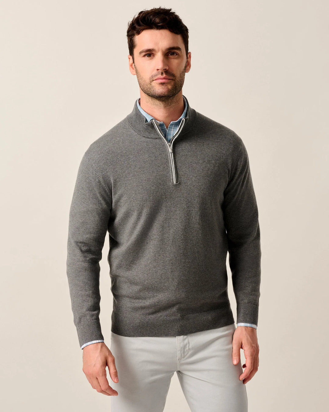 Johnnie-O Desmond 1/4 Zip Pullover: Charcoal