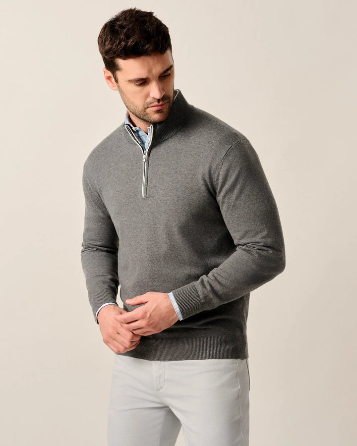Johnnie-O Desmond 1/4 Zip Pullover: Charcoal