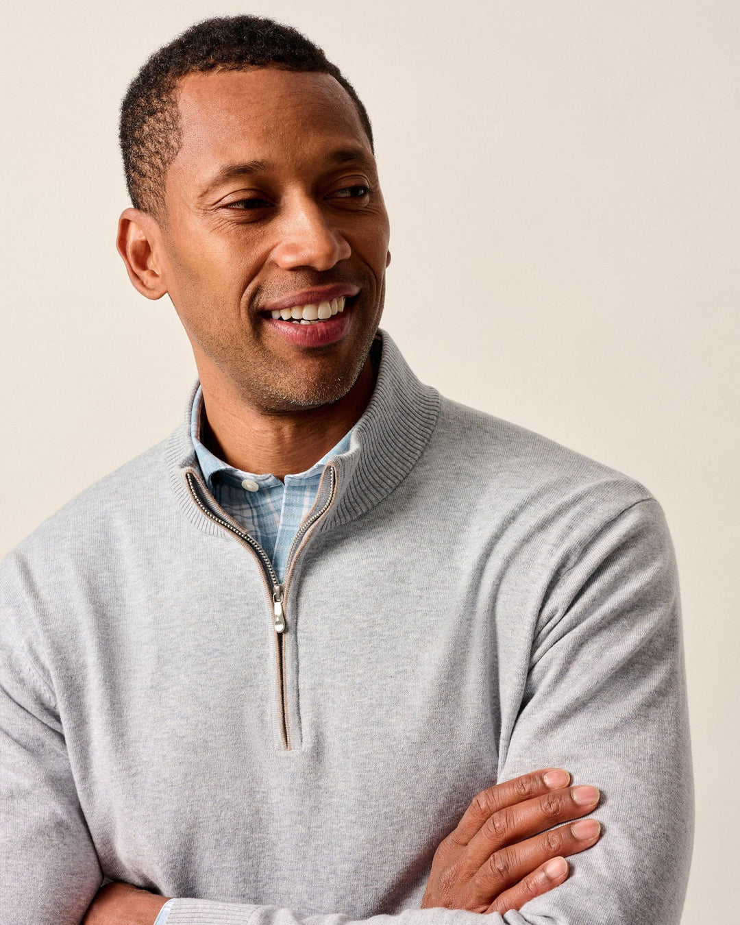 Johnnie-O Desmond 1/4 Zip Pullover: Pebble