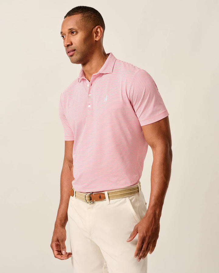 Johnnie-O Performance Mesh Polo - Dru Stripe: Azalea