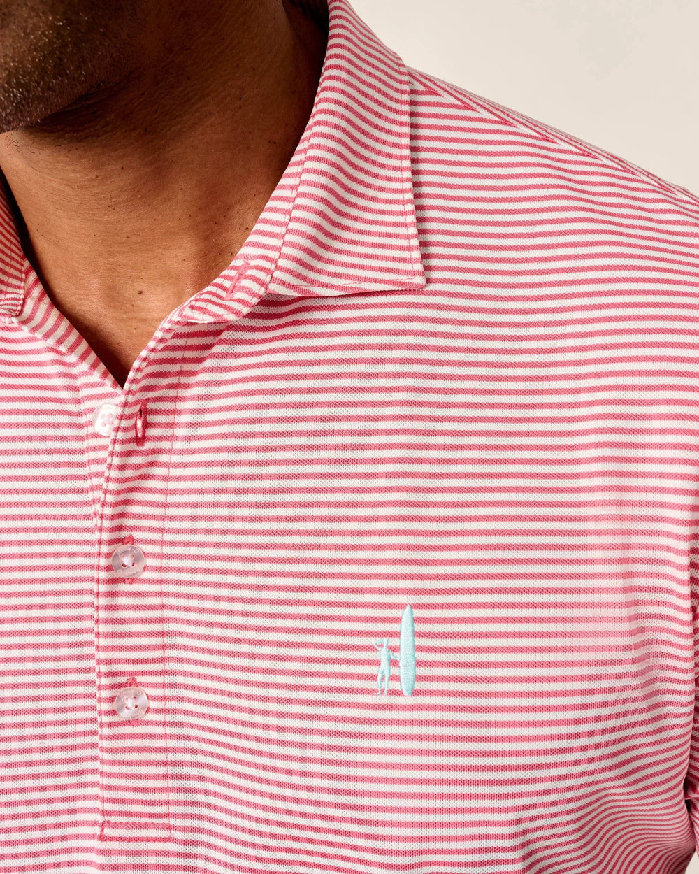 Johnnie-O Performance Mesh Polo - Dru Stripe: Azalea