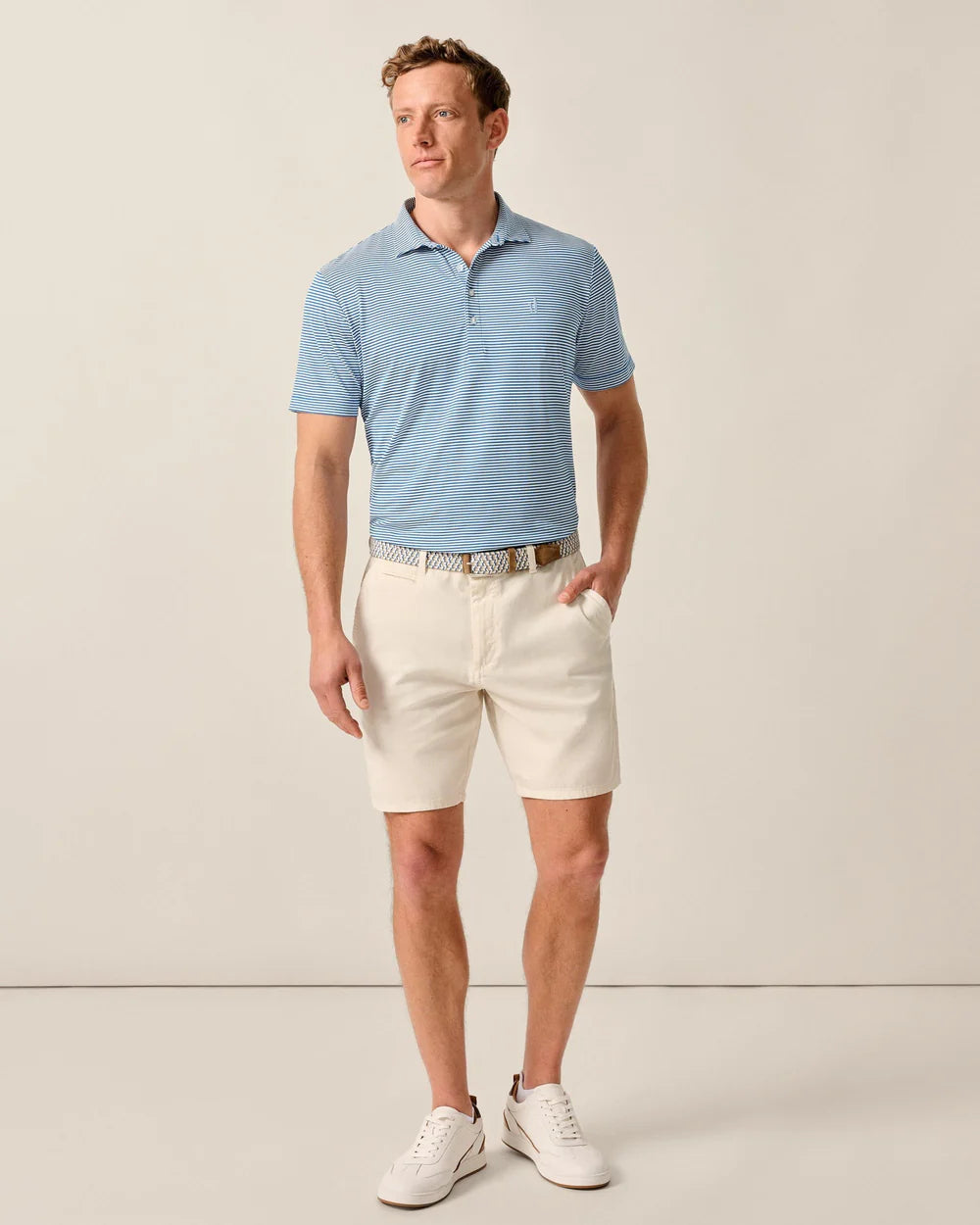 Johnnie-O Performance Mesh Polo - Dru Stripe: Palisades Blue