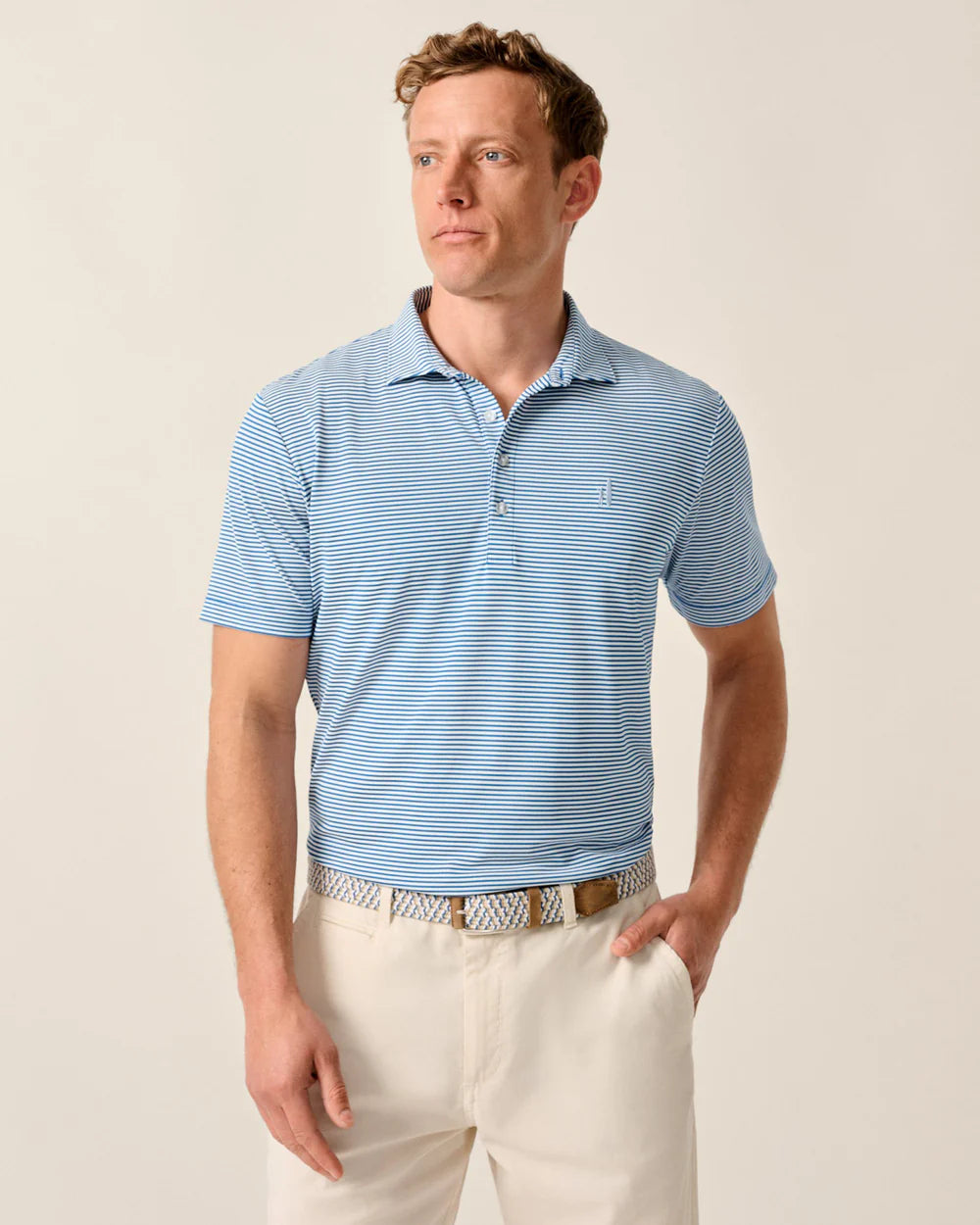 Johnnie-O Performance Mesh Polo - Dru Stripe: Palisades Blue