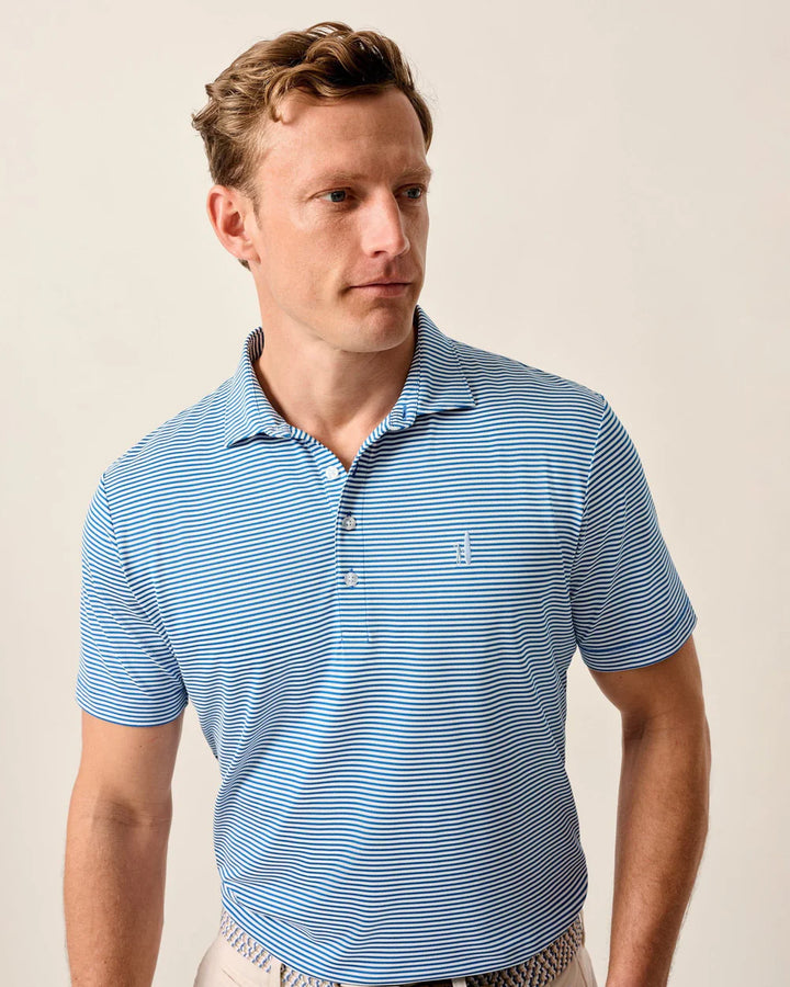 Johnnie-O Performance Mesh Polo - Dru Stripe: Palisades Blue
