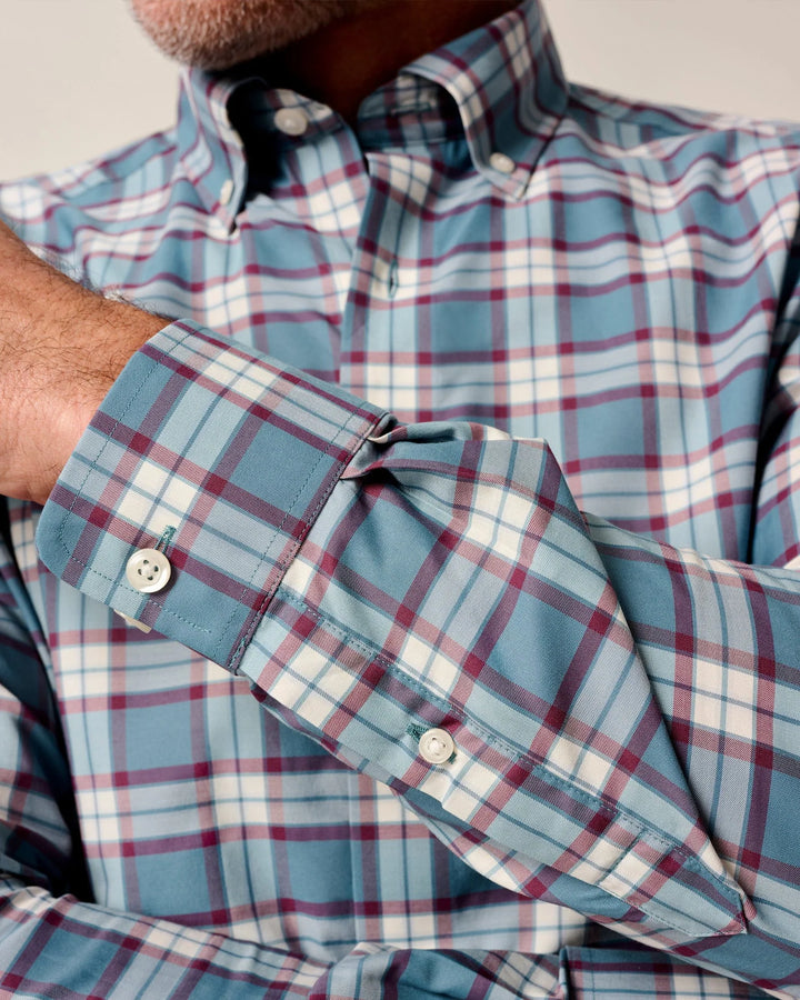 Johnnie-O Feldy Performance Button Down Shirt: Laguna Blue