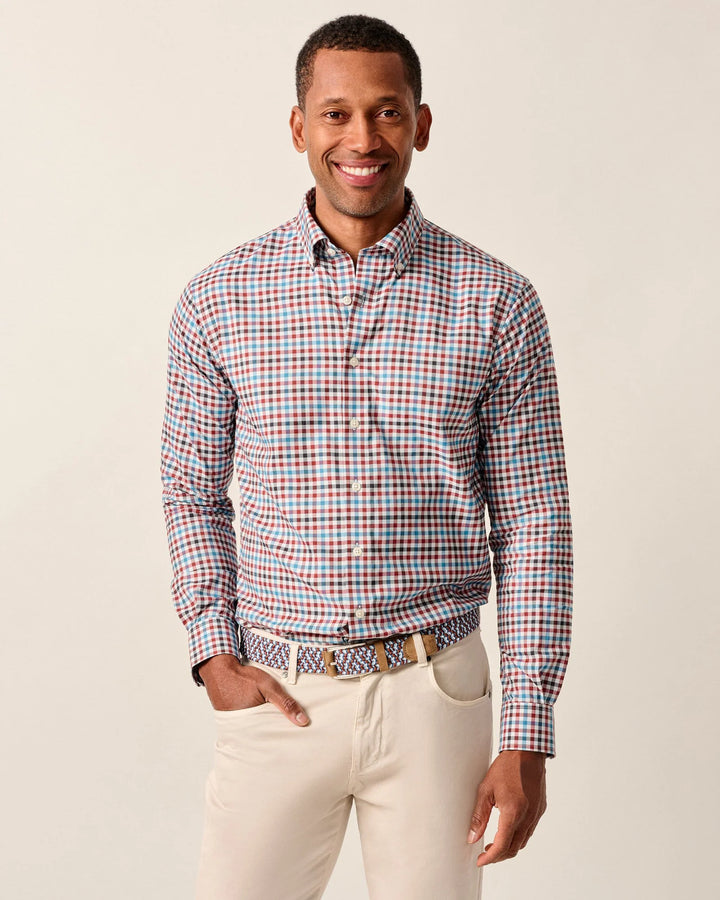 Johnnie-O Hartwick Performance Button Down Shirt: Malibu Red