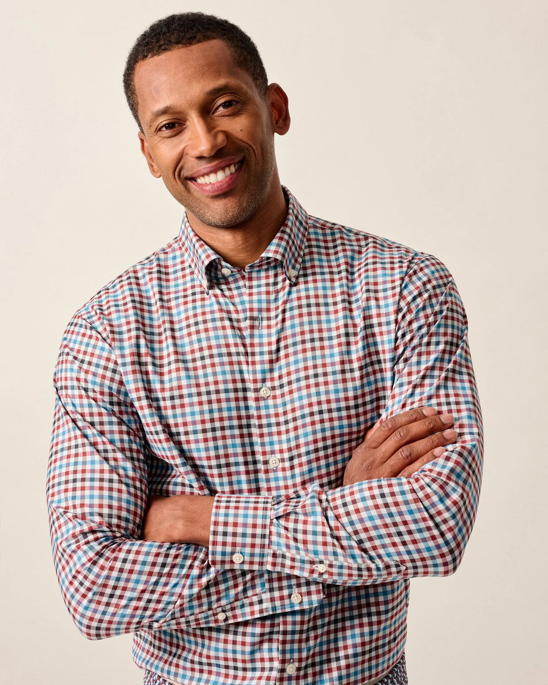 Johnnie-O Hartwick Performance Button Down Shirt: Malibu Red
