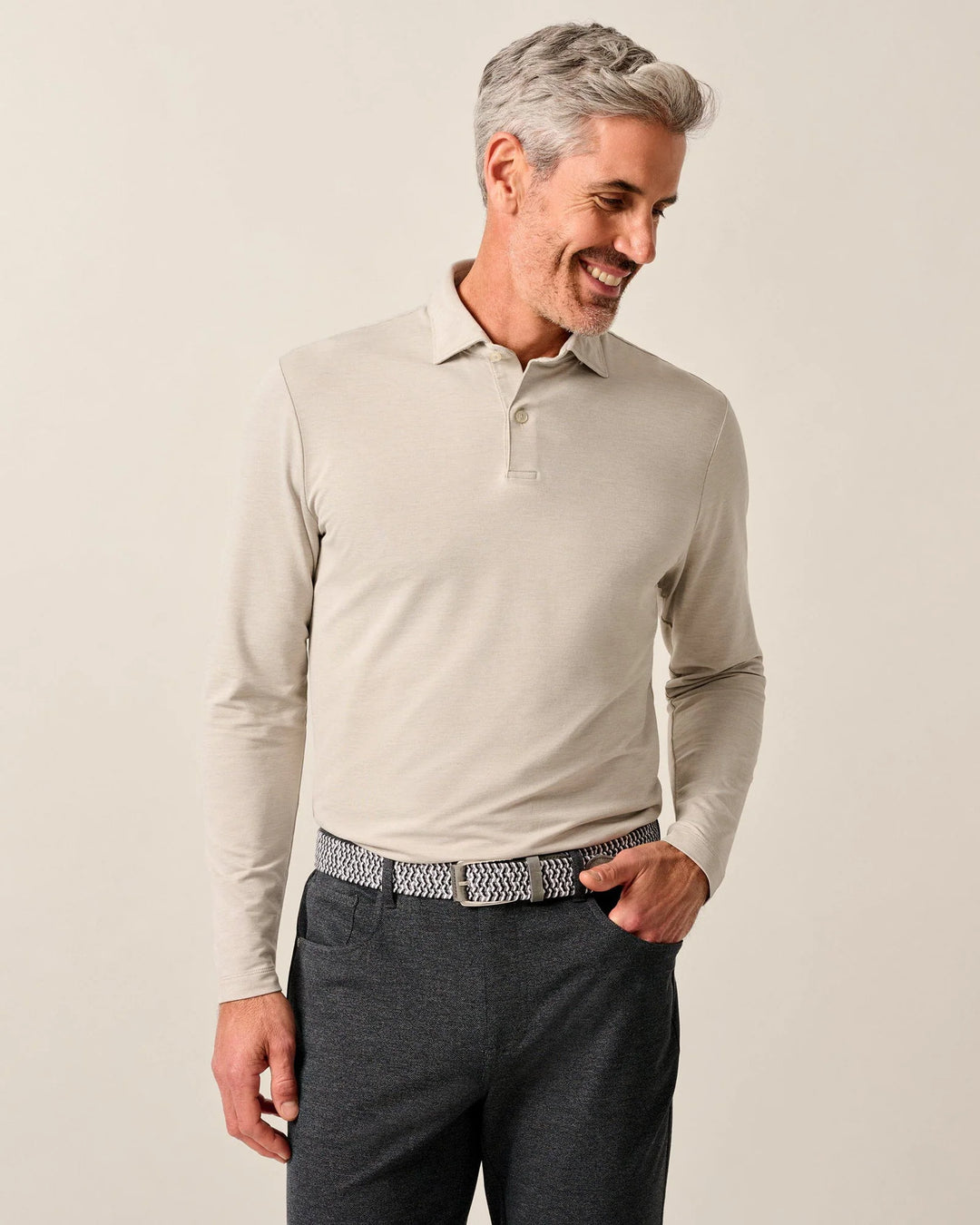 Johnnie-O Top Shelf Long Sleeve Idris Polo: Otter