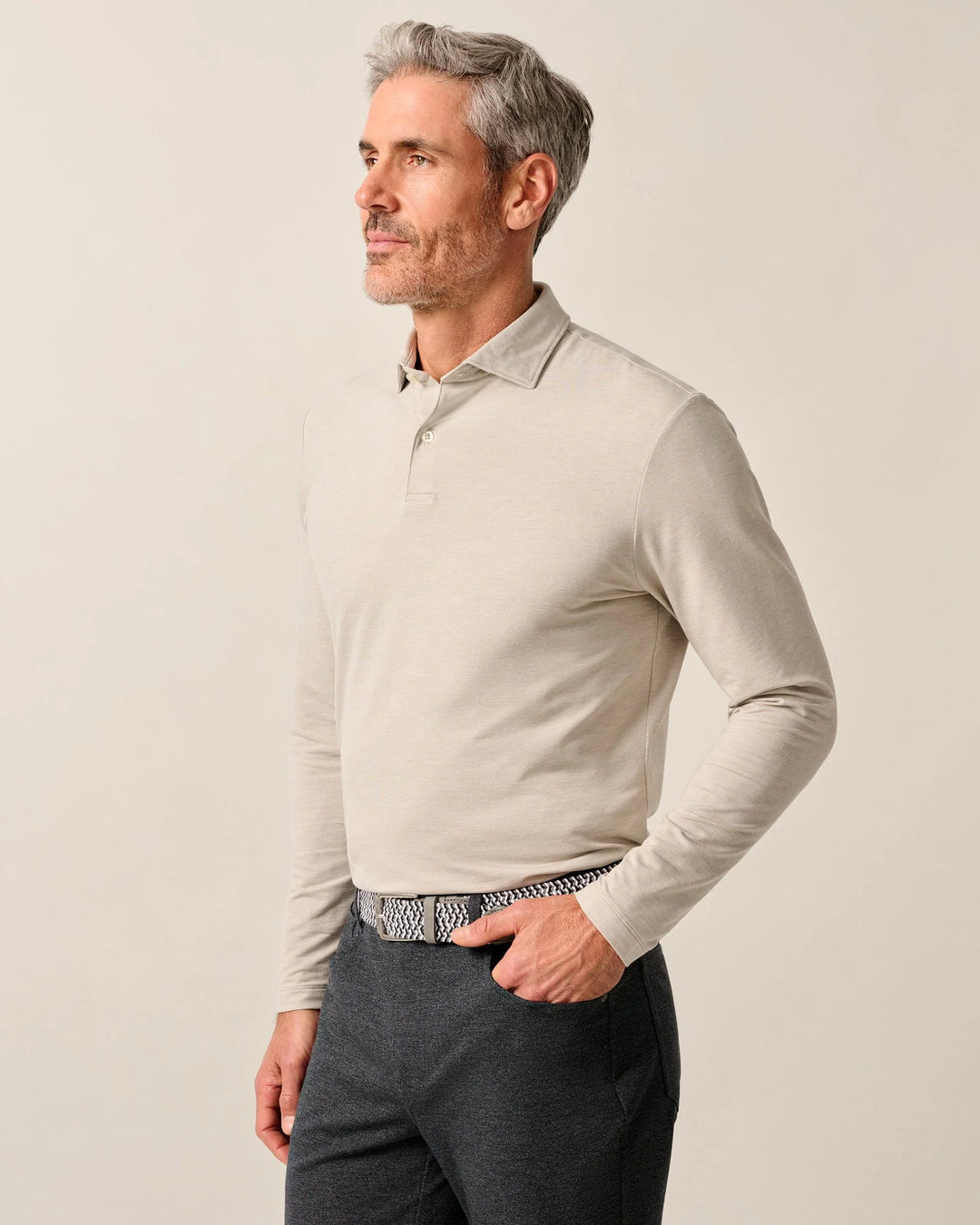 Johnnie-O Top Shelf Long Sleeve Idris Polo: Otter