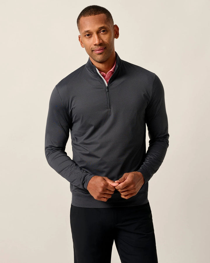 Johnnie-O Jamie Jacquard Stretch 1/4-Zip Pullover: Black Seal