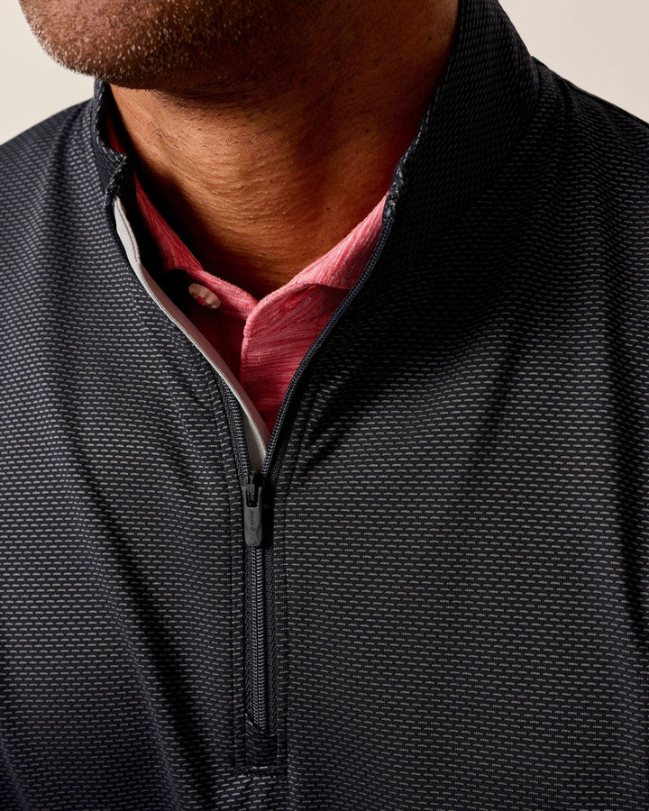 Johnnie-O Jamie Jacquard Stretch 1/4-Zip Pullover: Black Seal