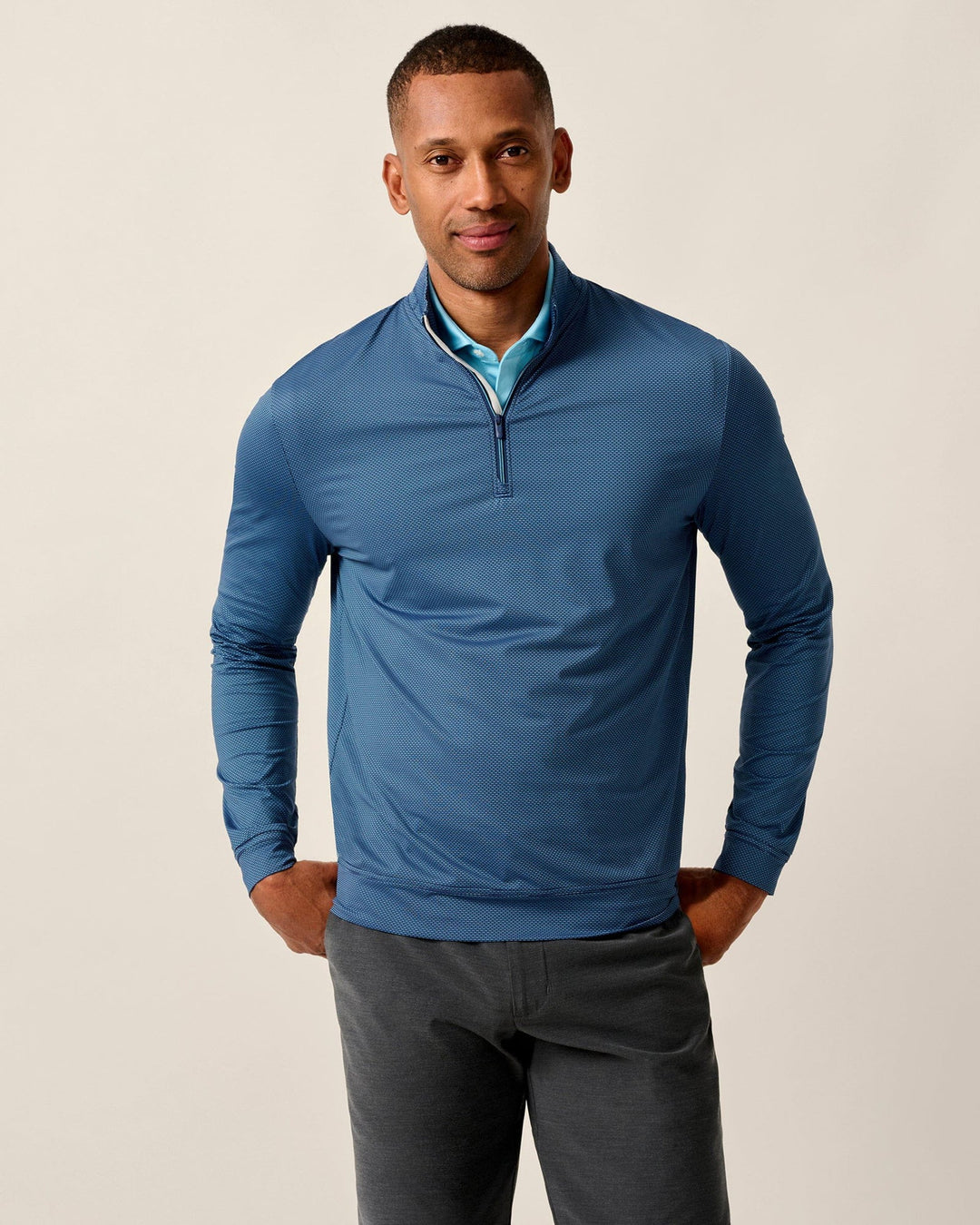 Johnnie-O Jamie Jacquard Stretch 1/4-Zip Pullover: Navy Mahalo