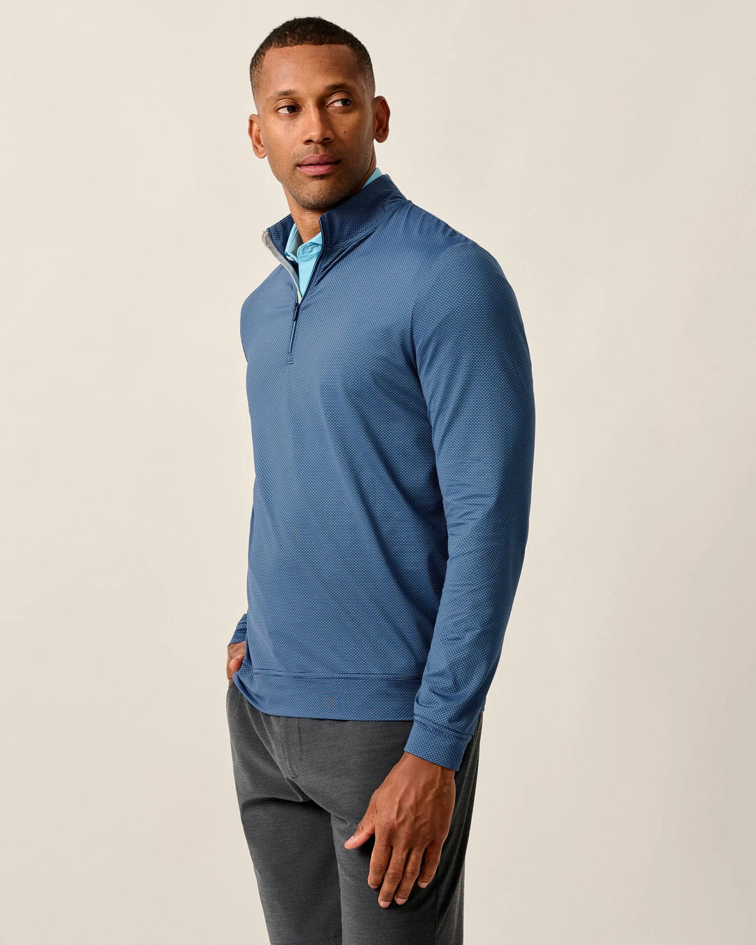 Johnnie-O Jamie Jacquard Stretch 1/4-Zip Pullover: Navy Mahalo