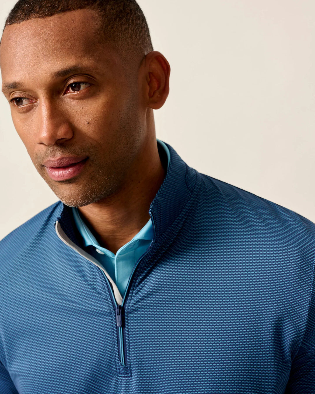 Johnnie-O Jamie Jacquard Stretch 1/4-Zip Pullover: Navy Mahalo