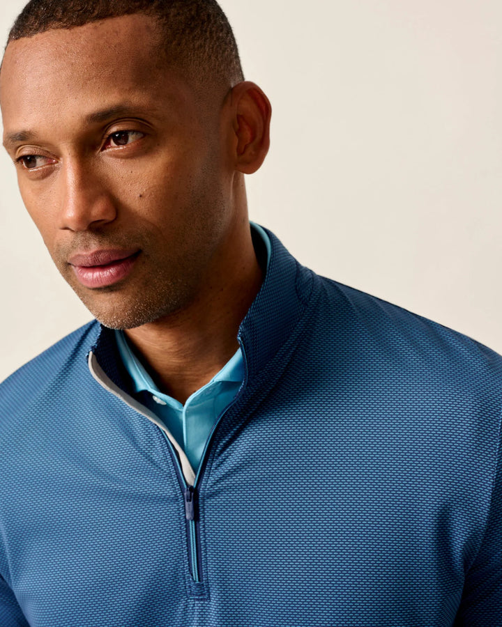 Johnnie-O Jamie Jacquard Stretch 1/4-Zip Pullover: Navy Mahalo