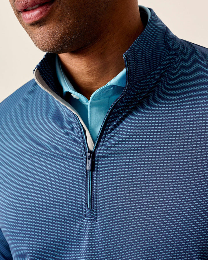 Johnnie-O Jamie Jacquard Stretch 1/4-Zip Pullover: Navy Mahalo