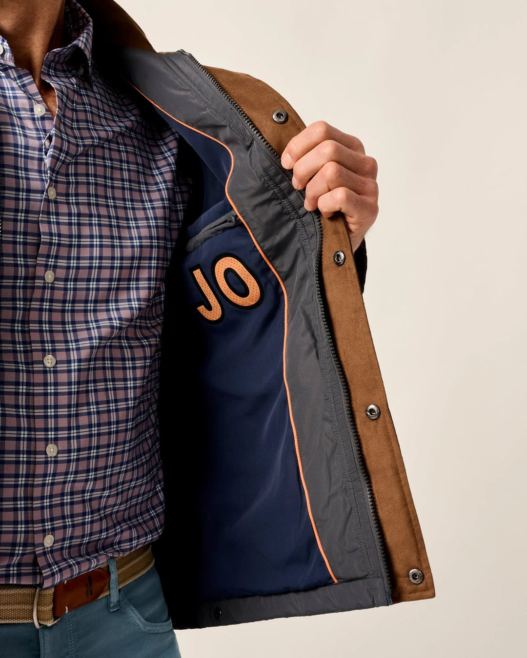 Johnnie-O Juno Quilted Snap Jacket: Dark Gray